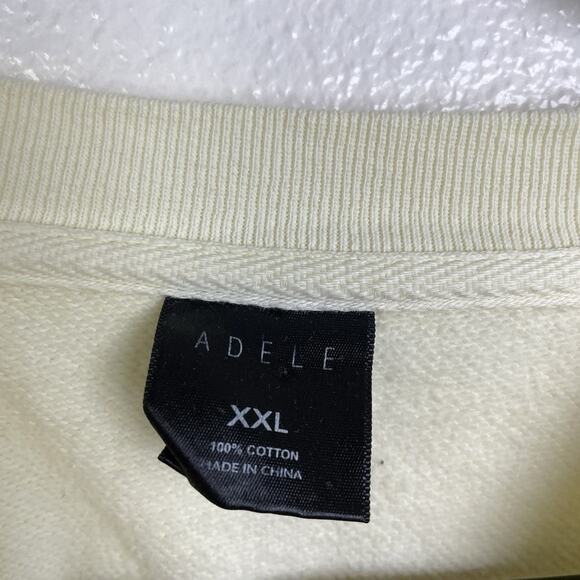 Weekends With Adele Sweatshirt XXL Cream Embroidered Hello Its Me Pullover *Flaw - Picture 9 of 11